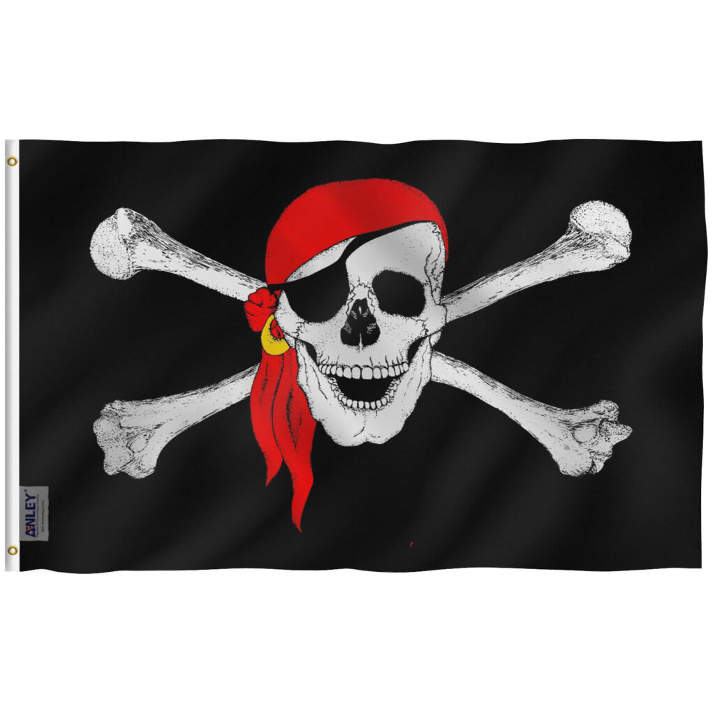 Fly Breeze 3x5 Foot Red Bandana Jolly Roger Flag - Anley Flags