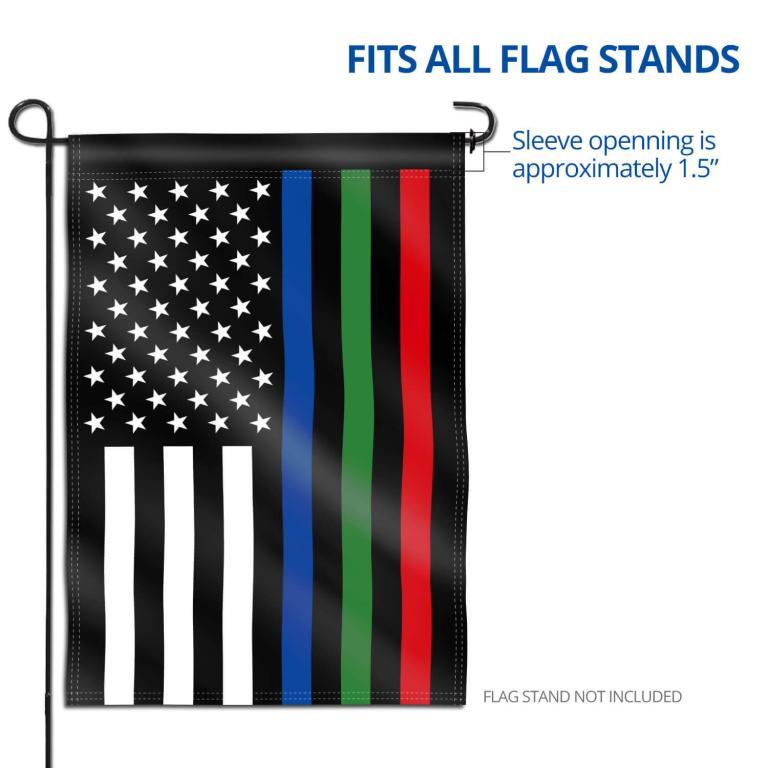 Thin Blue Green and Red Line USA Garden Flag 18 x 12.5 Inch - Anley Flags