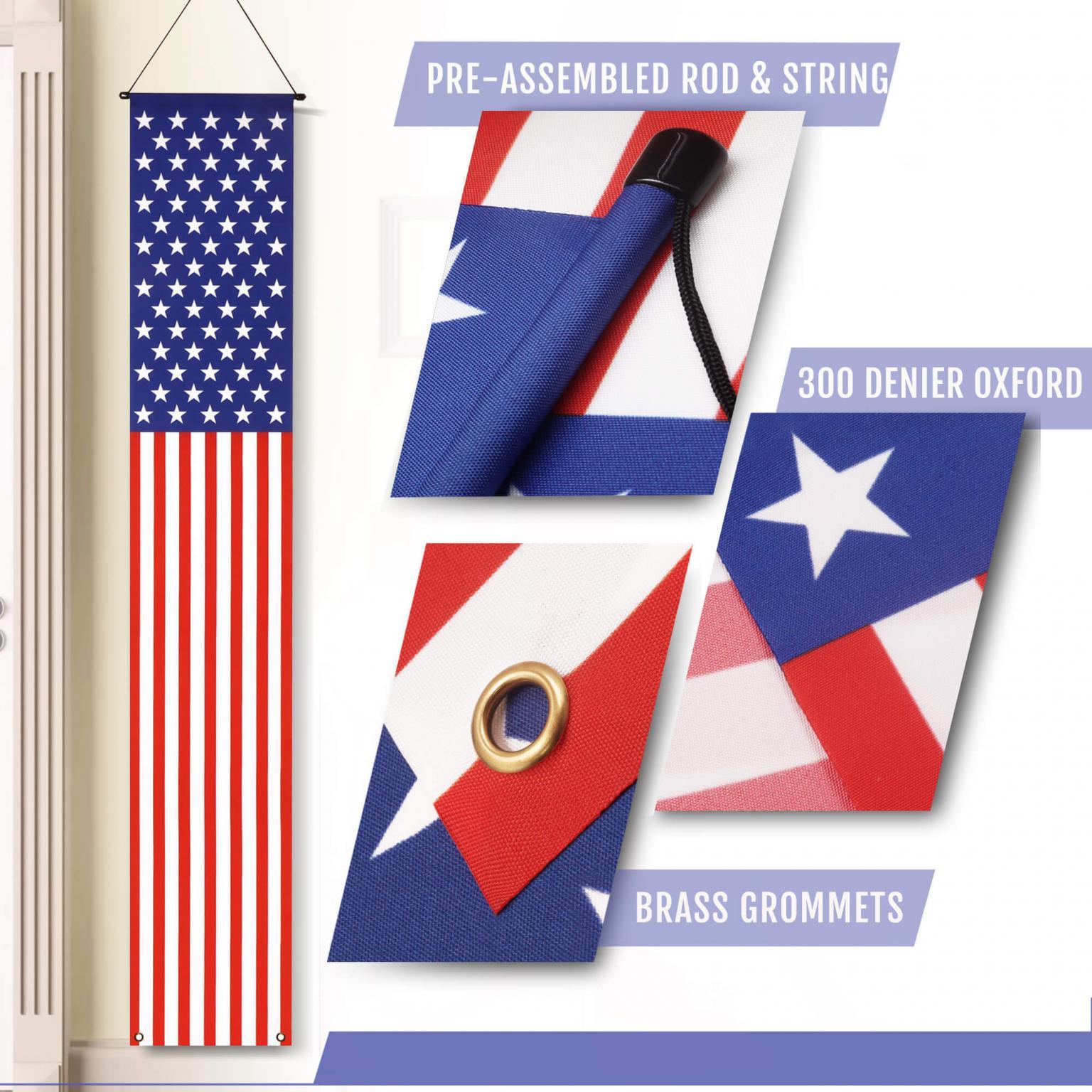 American Flag Pull-Down Door Banners Porch Signs (2 Pieces) - Anley Flags