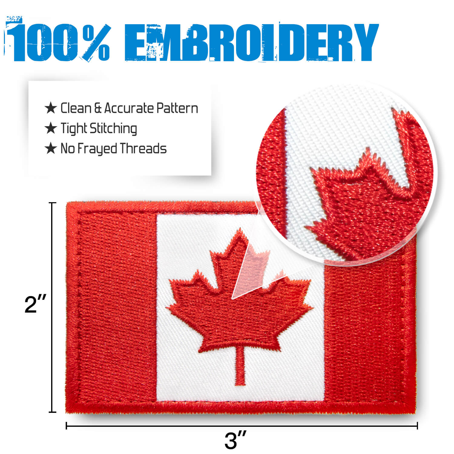 Tactical Canada Flag Embroidered Patches (2 Pack) - 2x 3 - Anley Flags