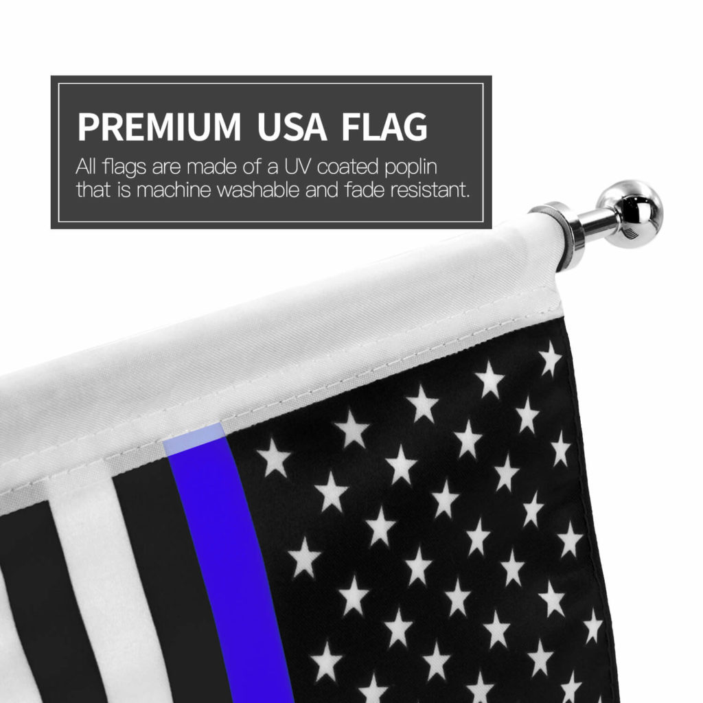 Anley Motorcycle Flagpole Mount And Thin Blue Line American Flag 7 X 10 Premium Double Sided