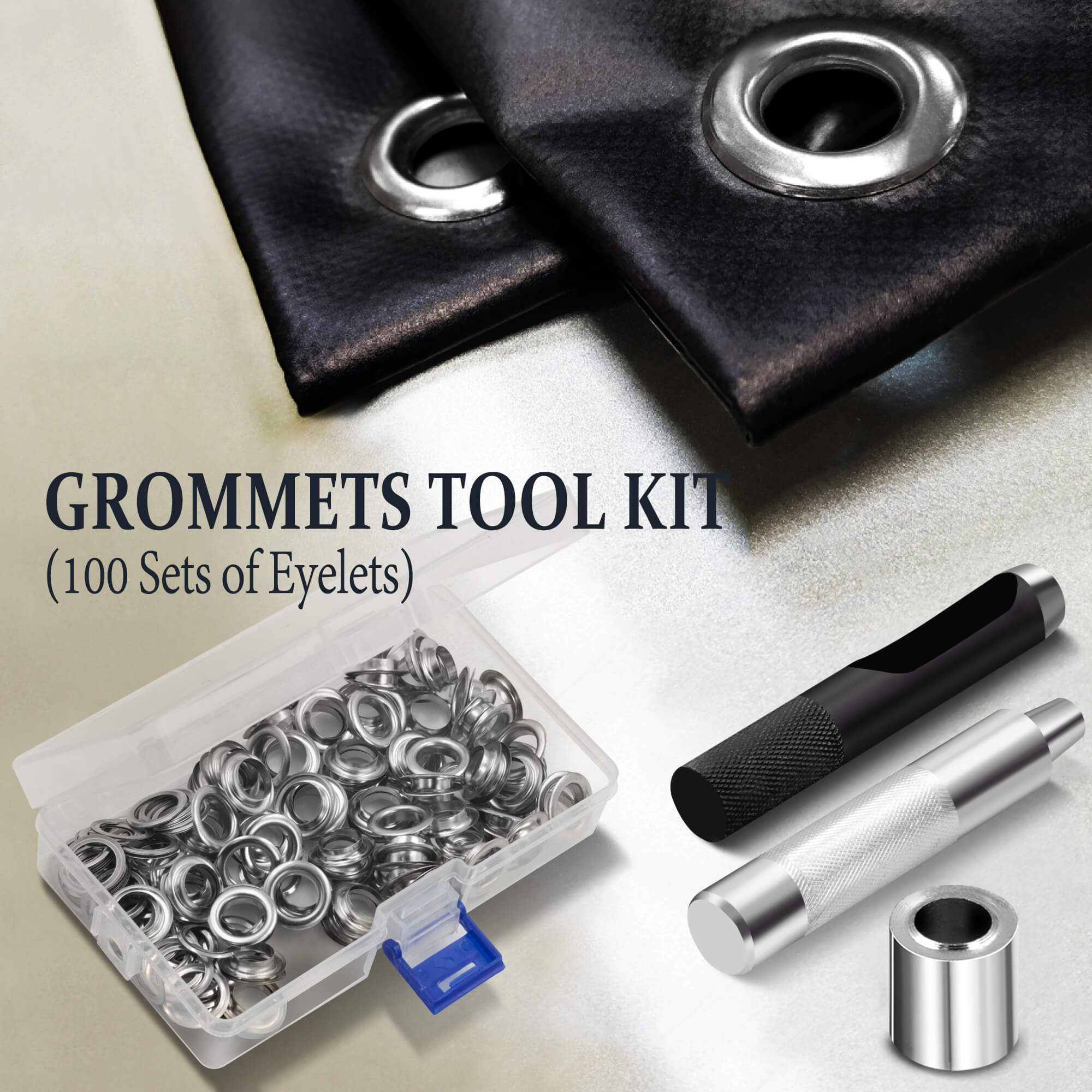 150 Sets 1/2 inch Grommet Tool Kit,Bronze Metal Grommet Kit,Eyelet Kit with Hole  Punch for Leather, Fabric, Curtain