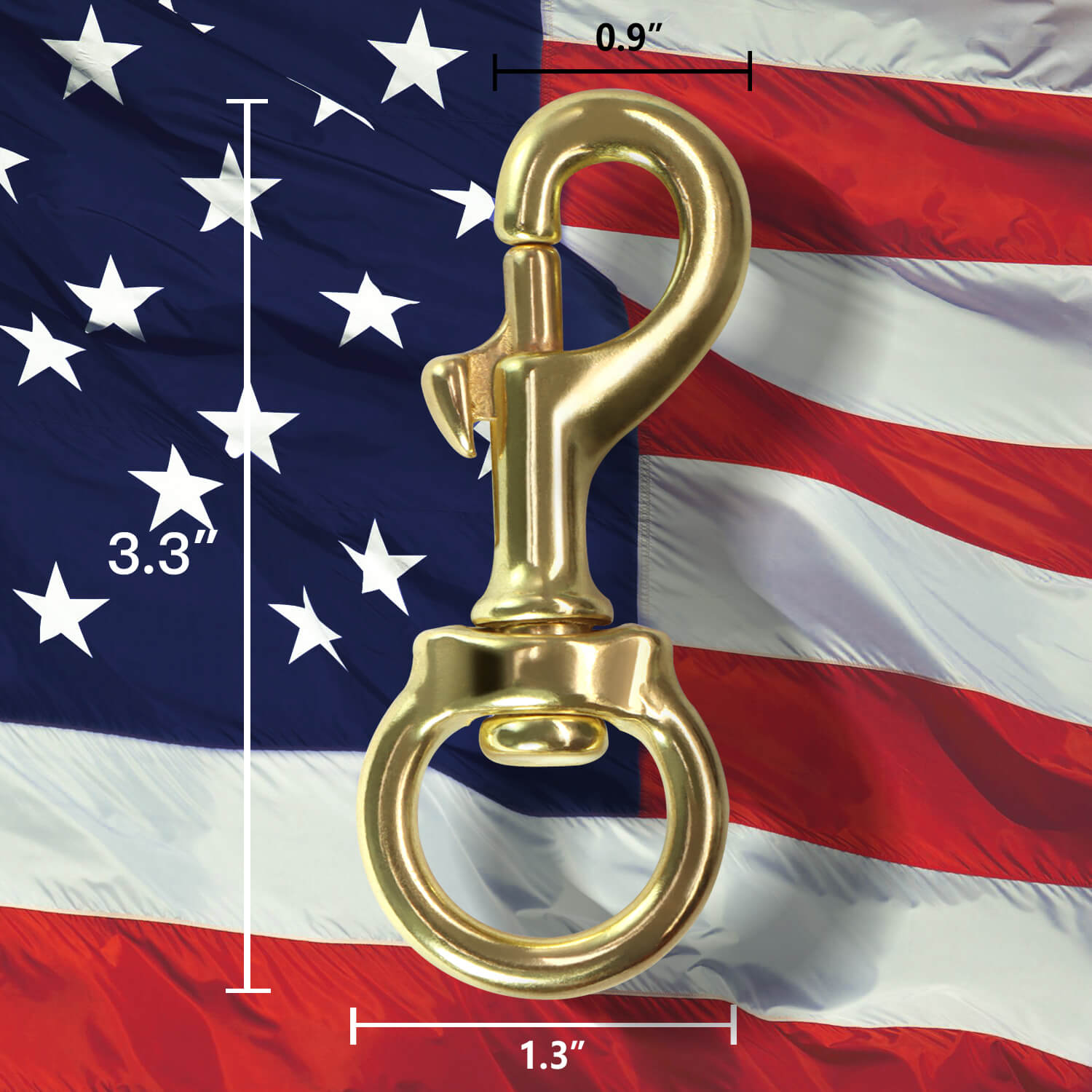 Anley Flag Accessory - 1 Pair Brass Swivel Snap Hook - Heavy Duty Flag Pole Halyard Rope Attachment Clip, Gold