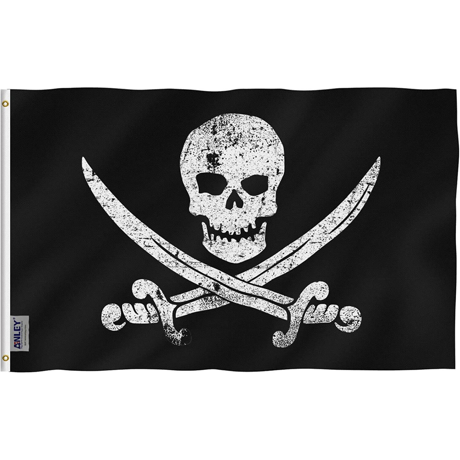 Anley Fly Breeze 3x5 Foot Jack Rackham Pirate Flag - Jolly Roger Flags