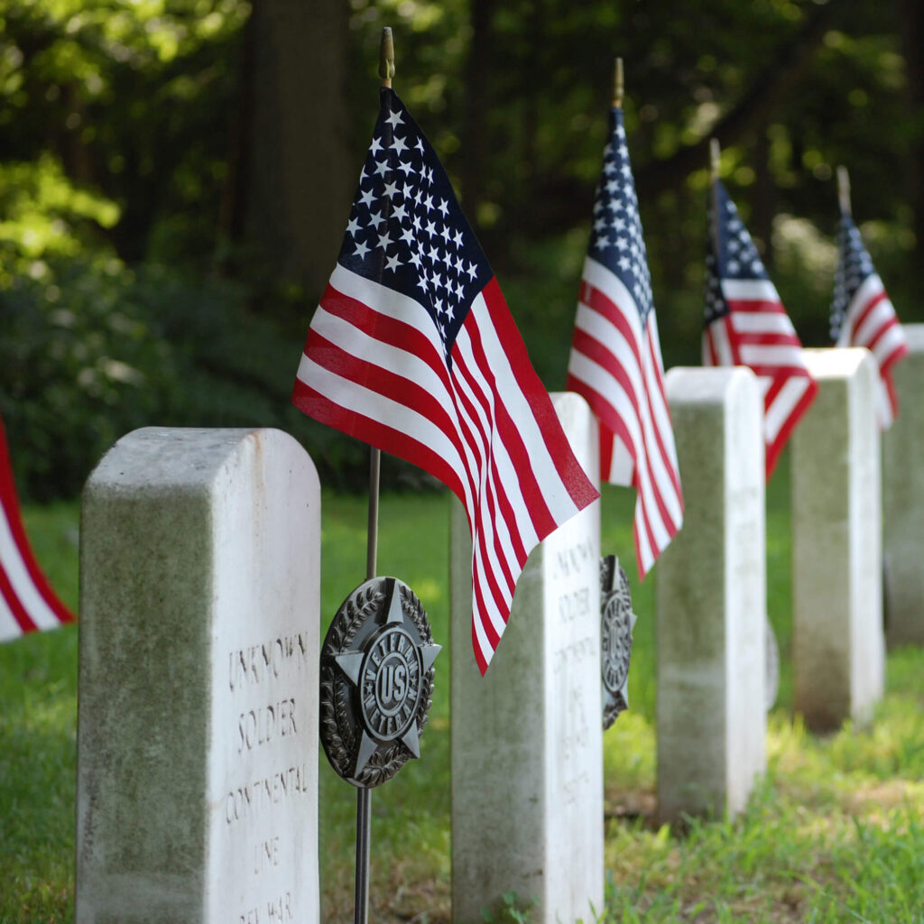 US Veteran Grave Marker with US Stick Flag 34 Inch