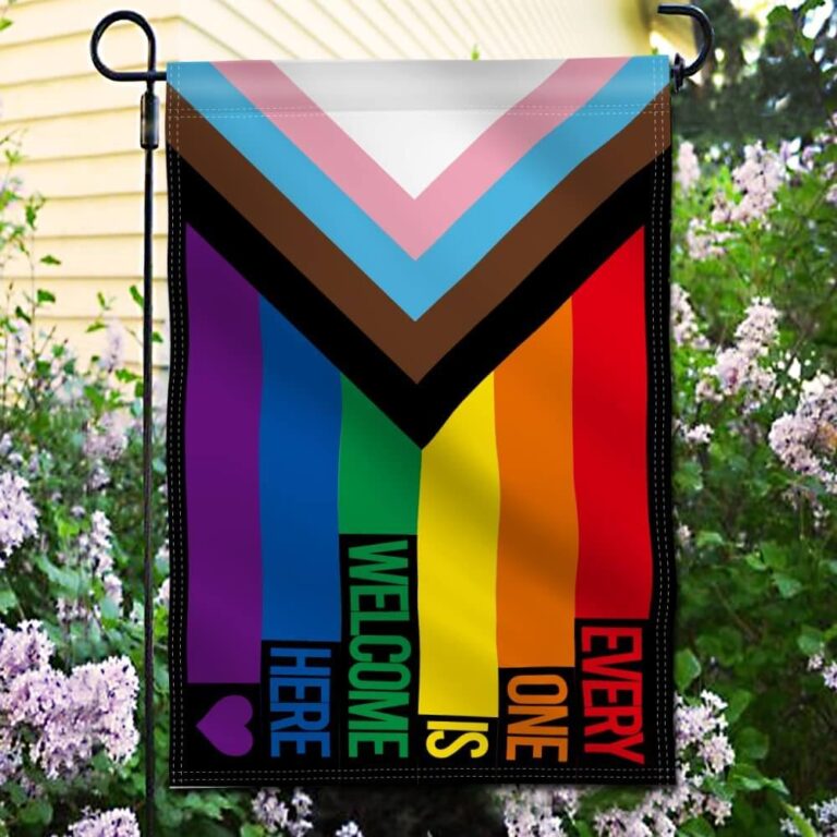 Everyone Is Welcome Here Progress Pride Garden Flags - 18 x 12.5 Inch ...