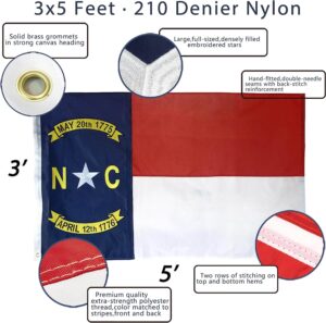 EverStrong Nylon Embroidered North Carolina State Flag 3x5 Foot